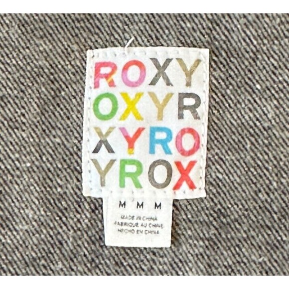 Roxy Women's Jacket Denim M Distressed Black Jean Long Sleeve Grunge - Picture 8 of 9